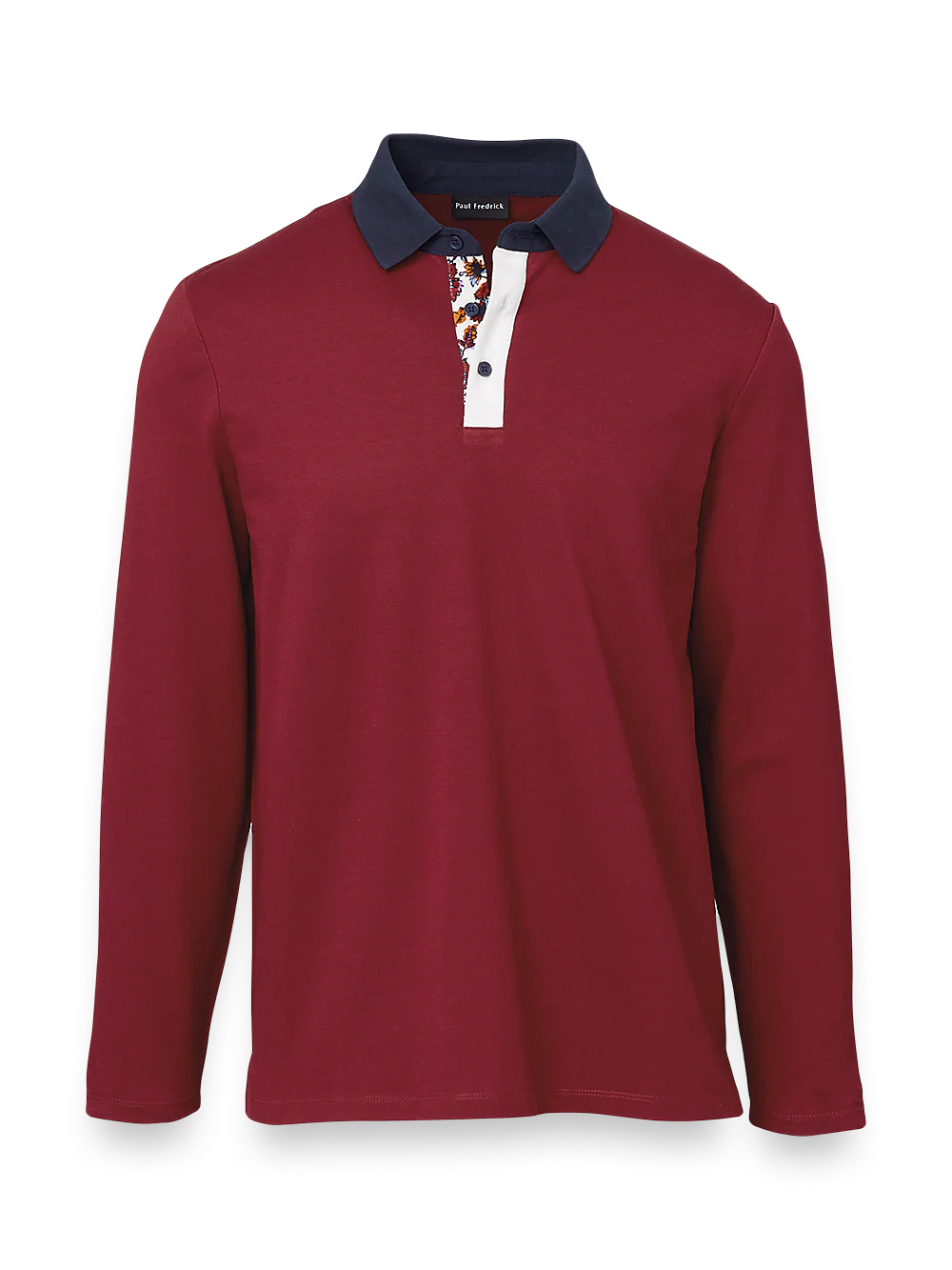 Mercerized Cotton Pique Three Button Polo - Burgundy