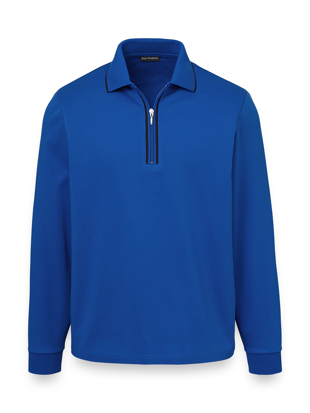 Mercerized Cotton Zip Polo - Cobalt