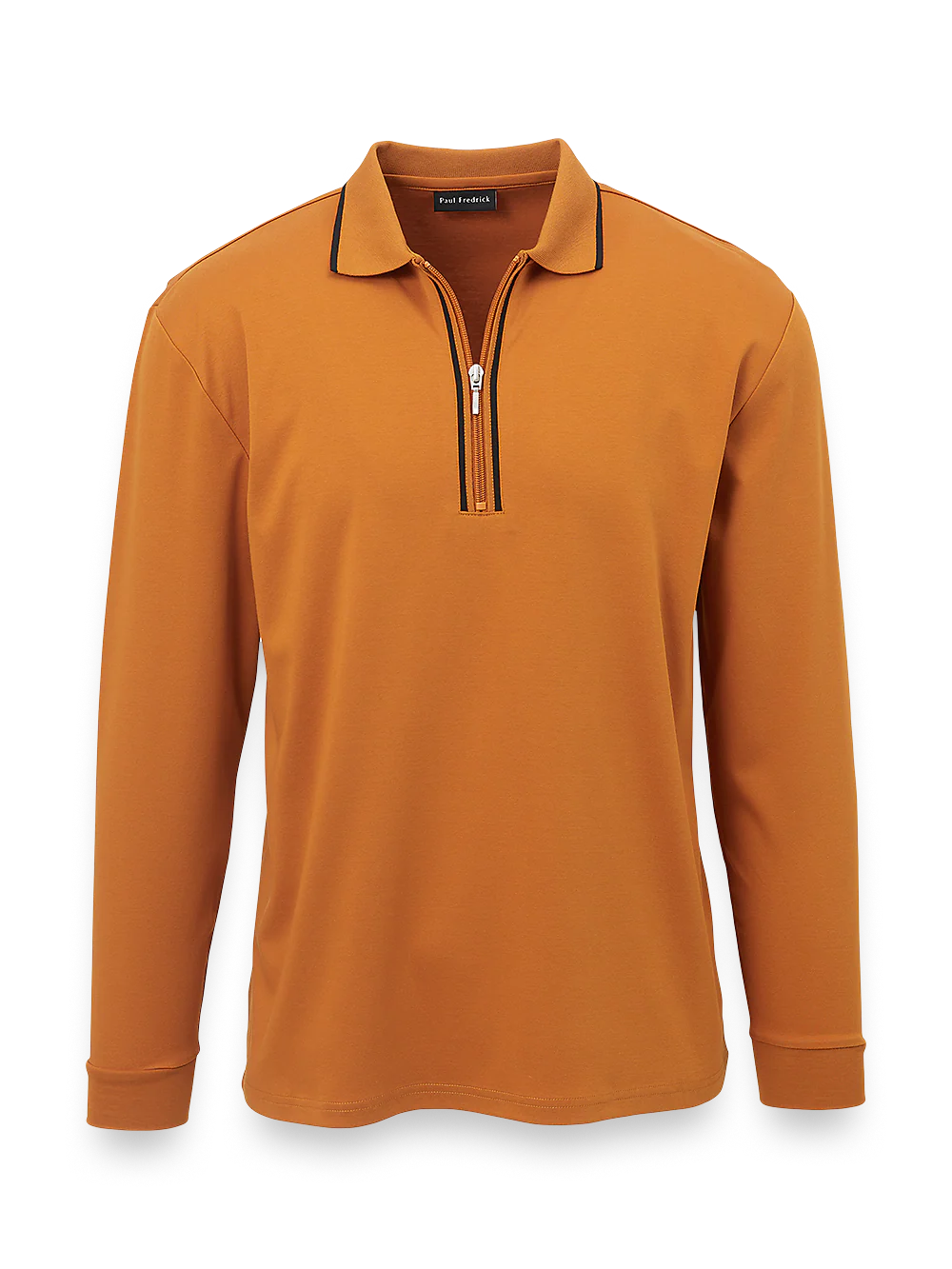 Mercerized Cotton Zip Polo - Copper