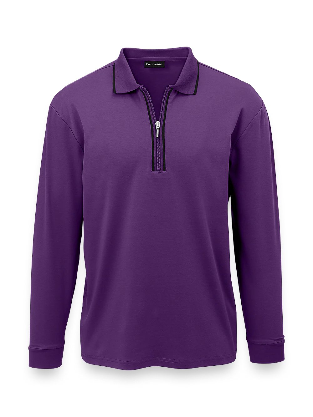 Mercerized Cotton Zip Polo - Dark Purple