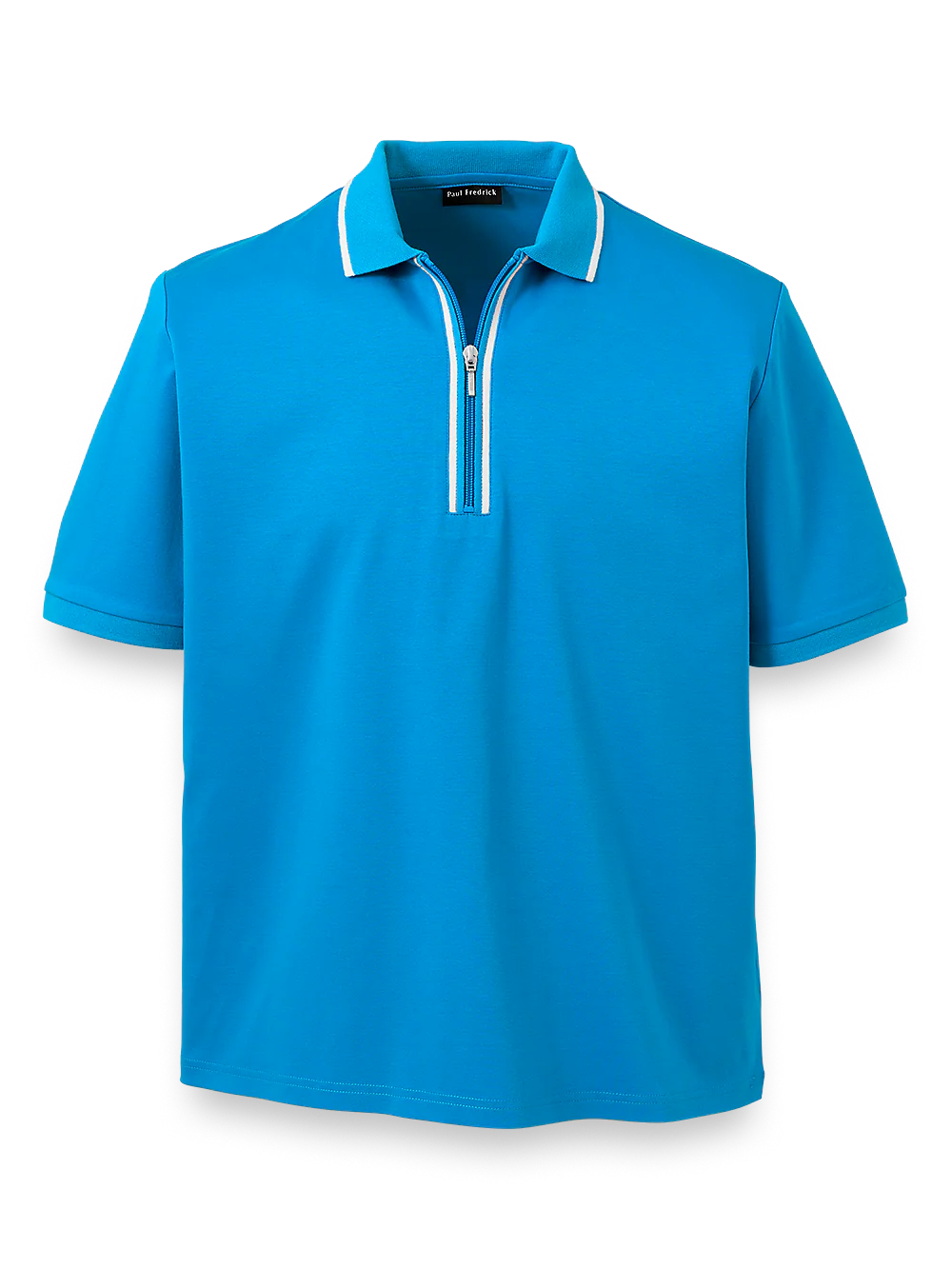 Mercerized Cotton Zip Polo - Turquoise