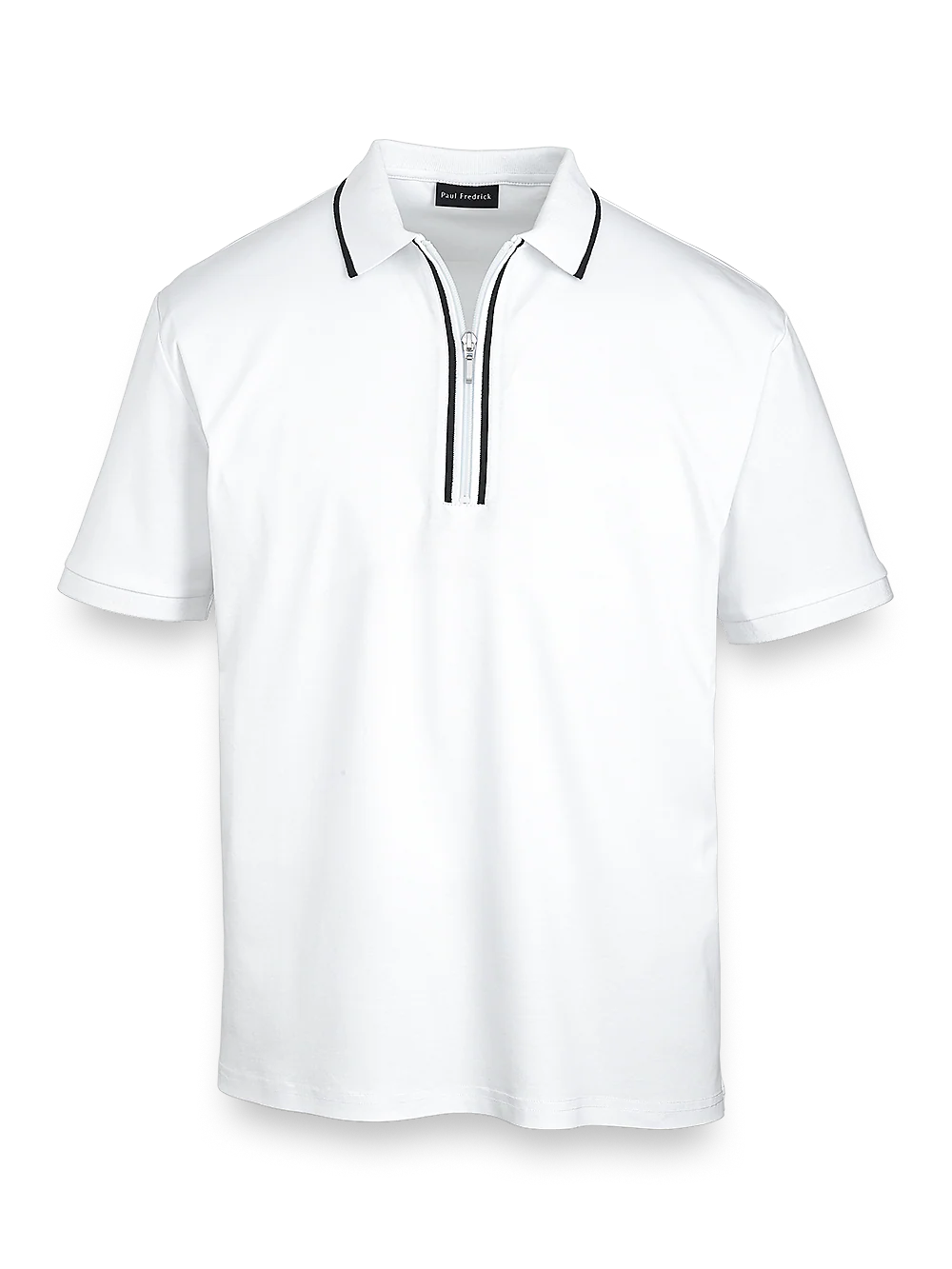 Mercerized Cotton Zip Polo - White