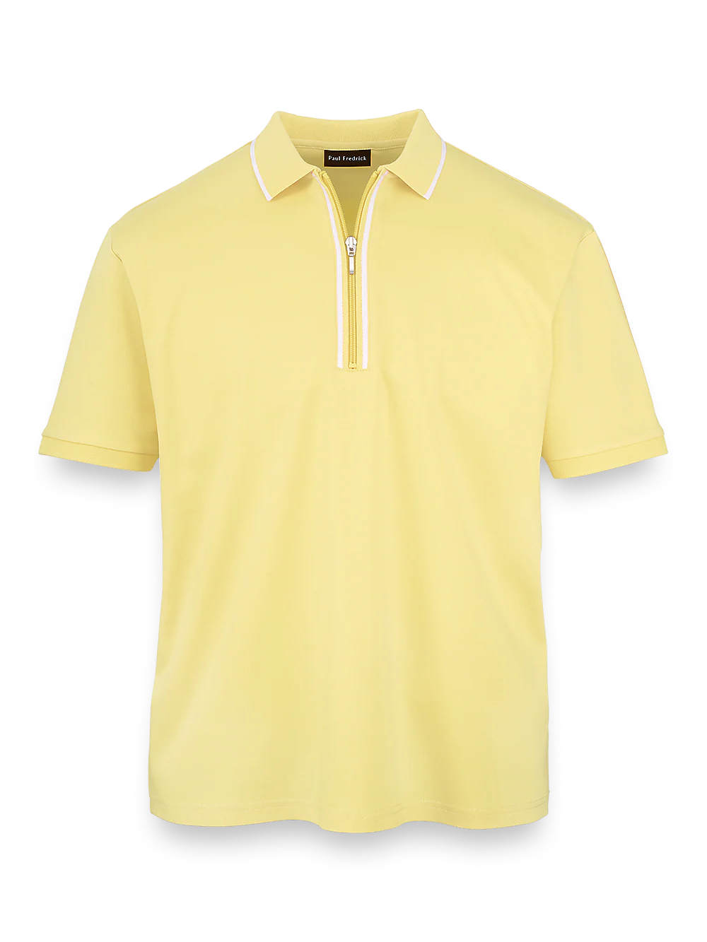 Mercerized Cotton Zip Polo - Yellow