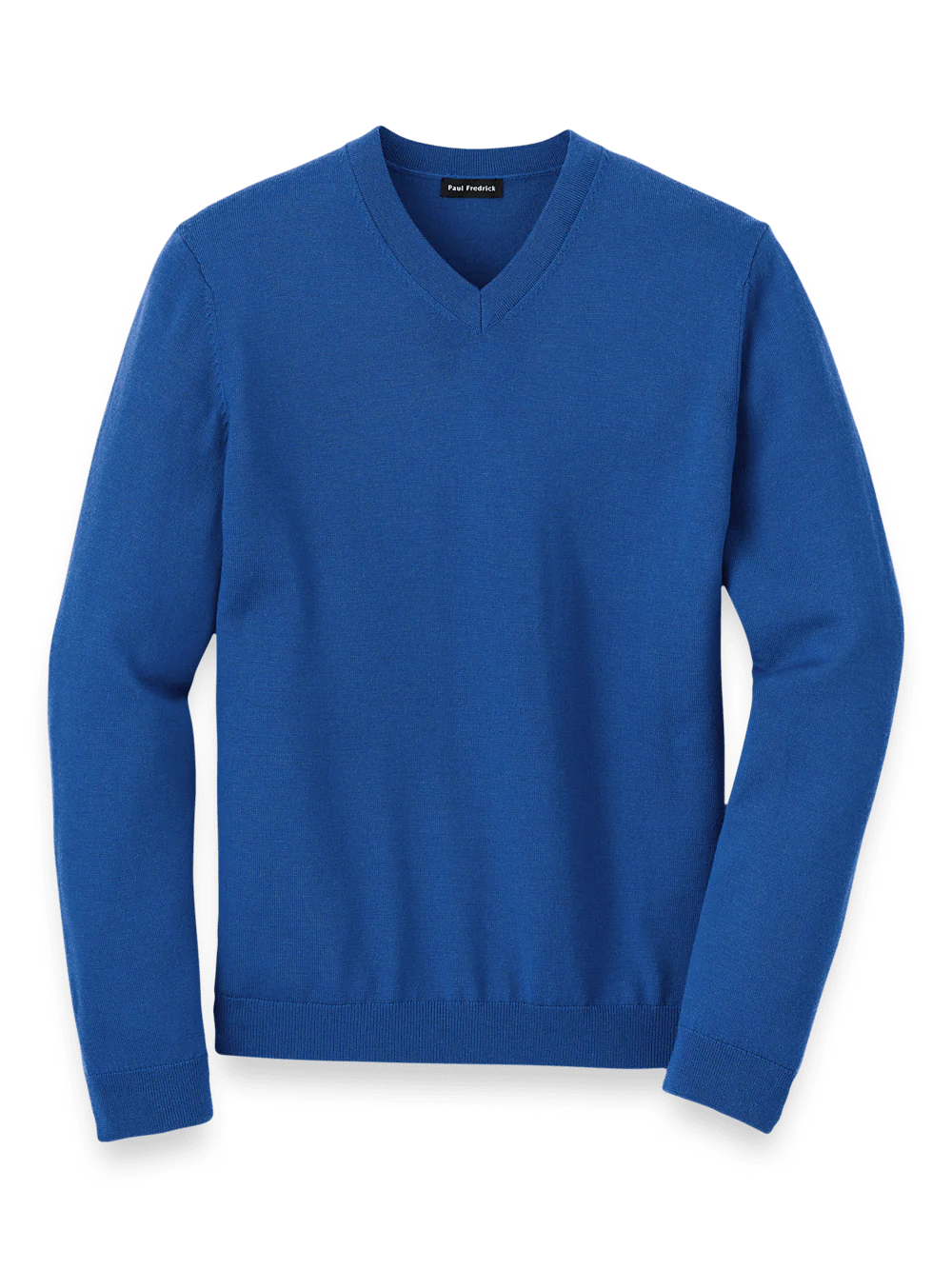 Merino Wool V-neck Sweater - Blue