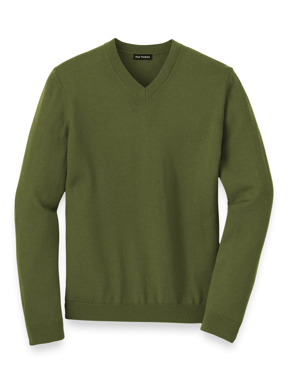 Merino Wool V-neck Sweater - Green