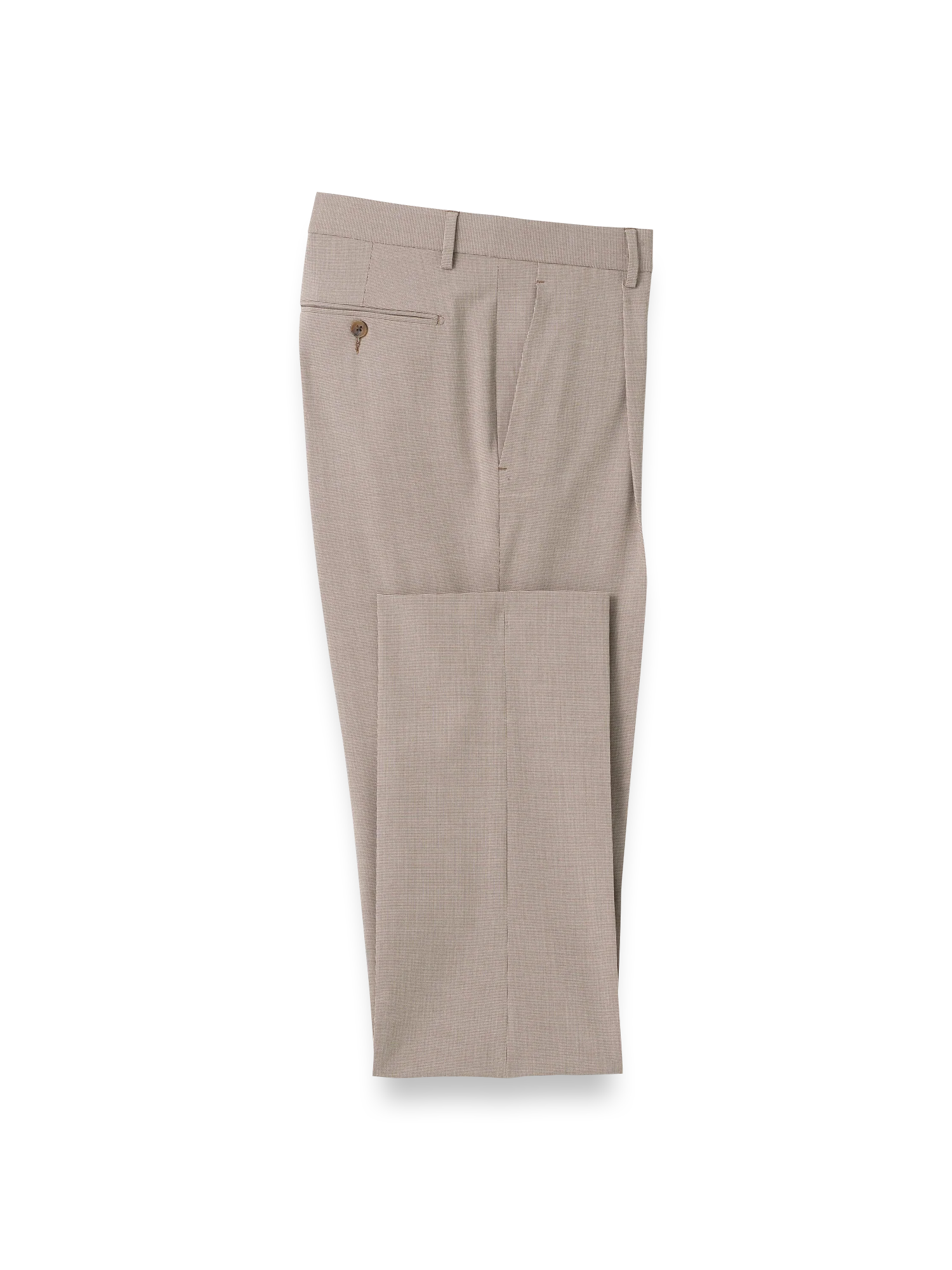 Microfiber Check Single Pleat Pants - Brown/white