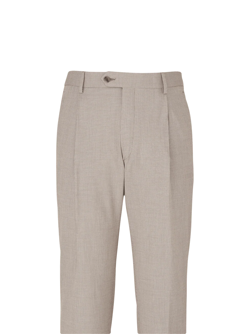 Microfiber Check Single Pleat Pants - Brown/white - Image 2