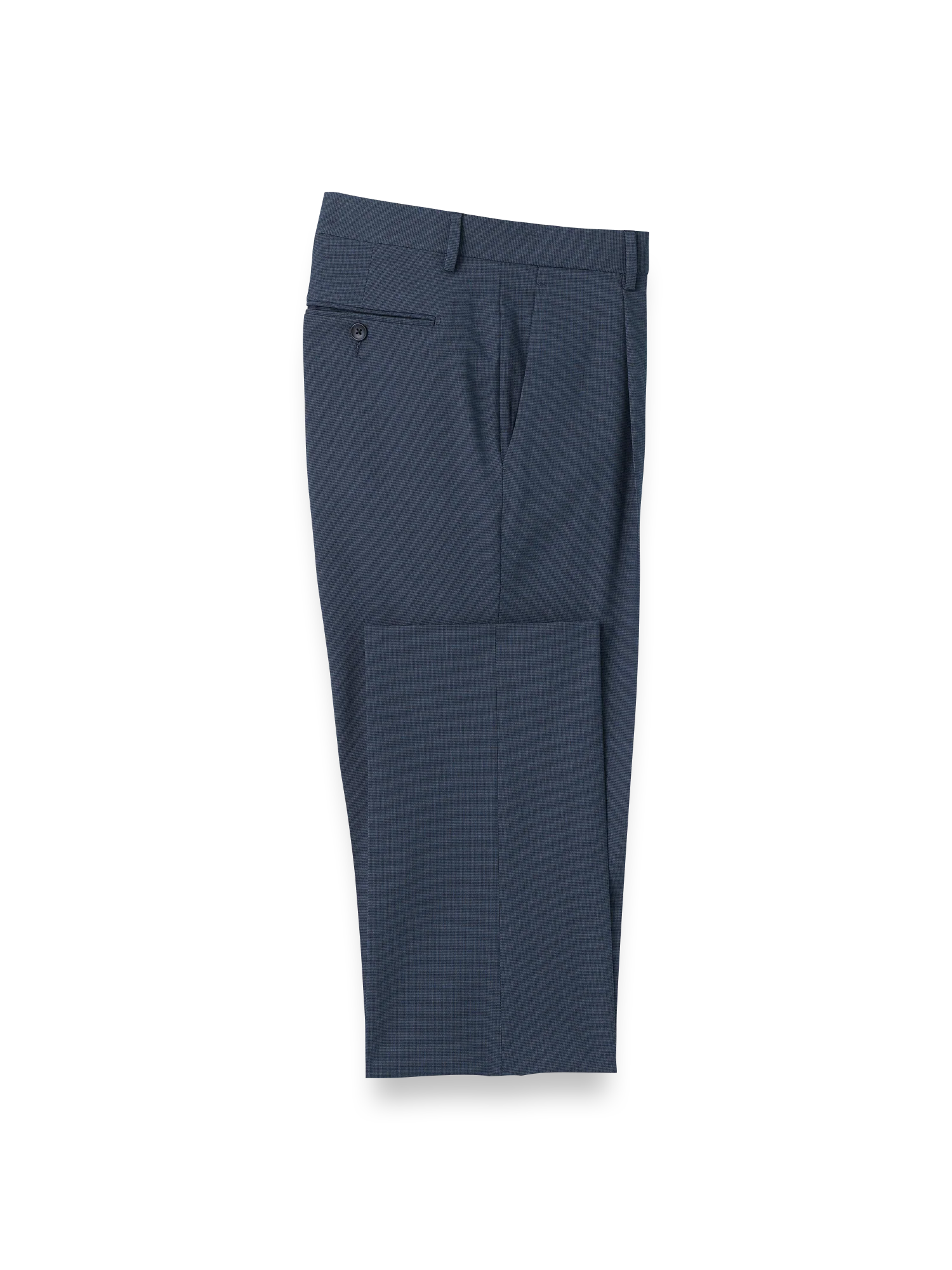 Microfiber Check Single Pleat Pants - Navy