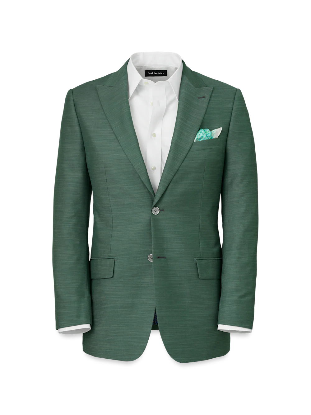 Microfiber Linen Blend Single Breasted Peak Lapel Suit Jacket - Green