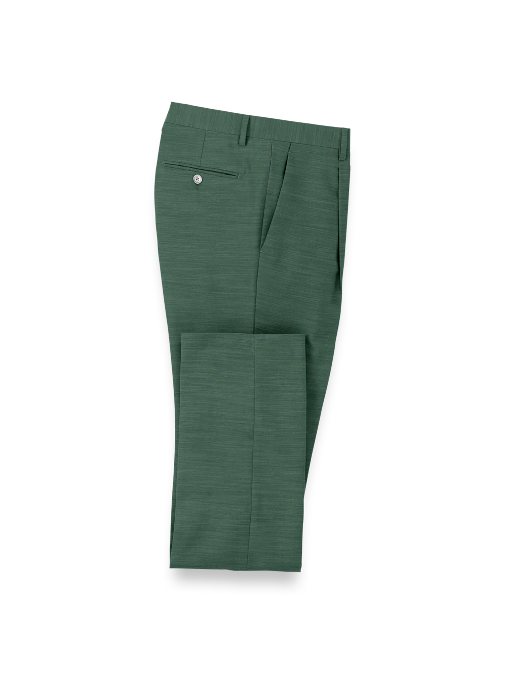 Microfiber Linen Blend Single Pleat Suit Pants - Green