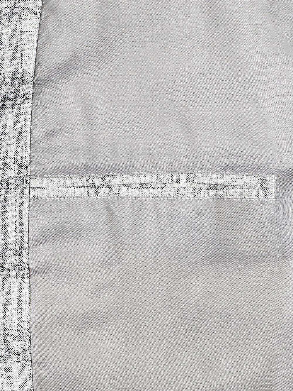 Microfiber Plaid Bomber Jacket - Light Grey - Image 3
