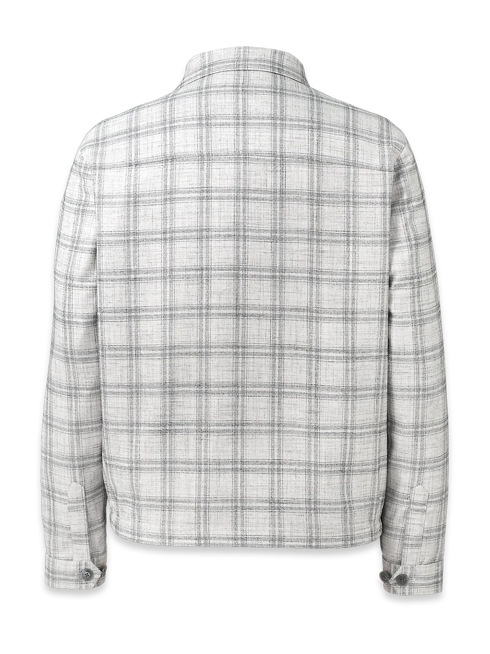 Microfiber Plaid Bomber Jacket - Light Grey - Image 5