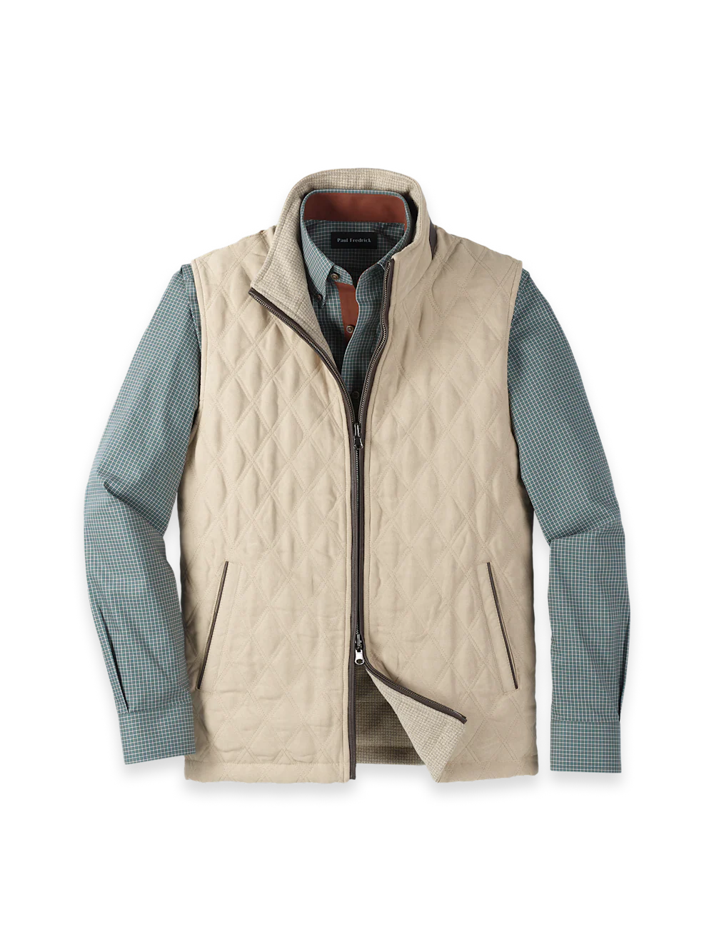 Microsuede Check Reversible Vest - Cream