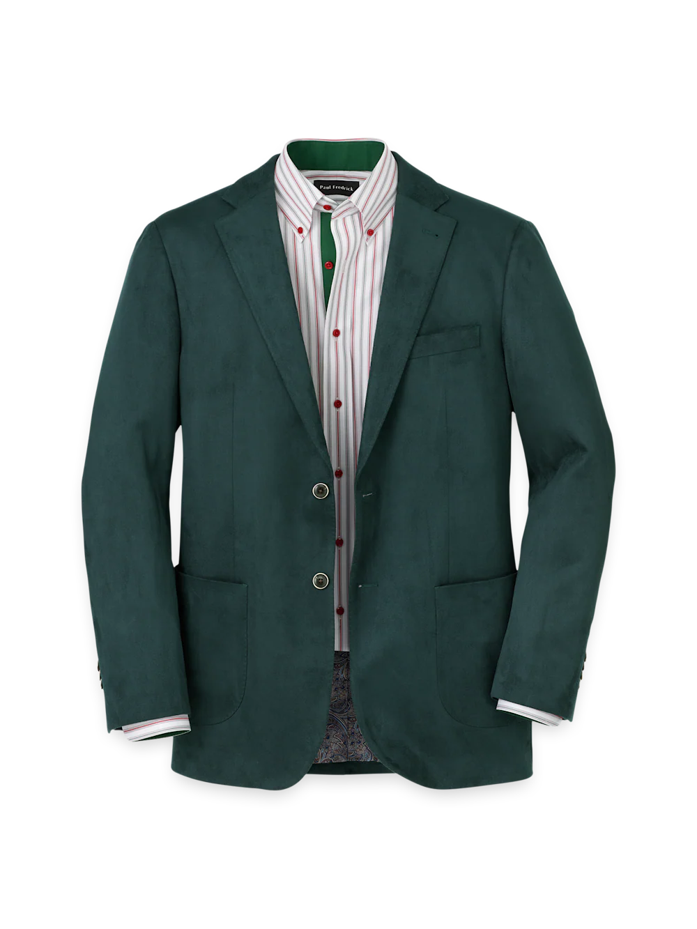 Microsuede Single Breasted Notch Lapel Sport Coat - Dark Green