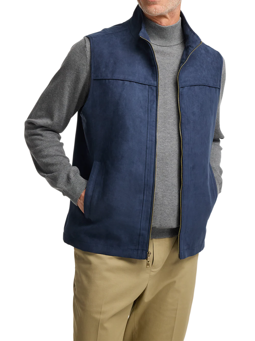 Microsuede Vest - Navy - Image 2