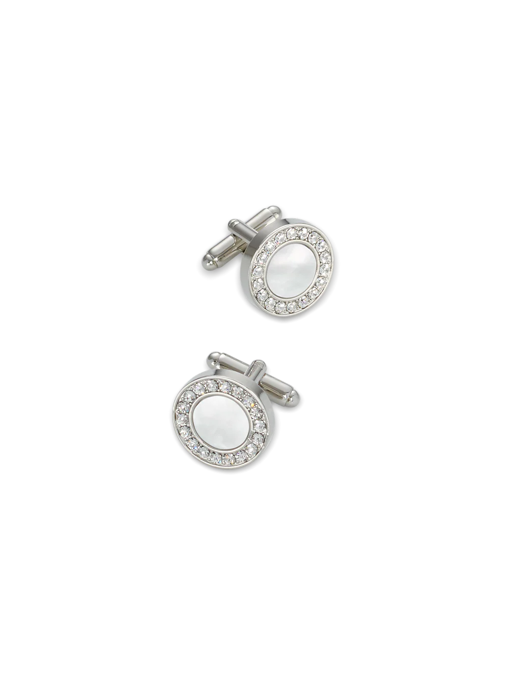 Mother of Pearl & Crystal Cufflinks - Silver
