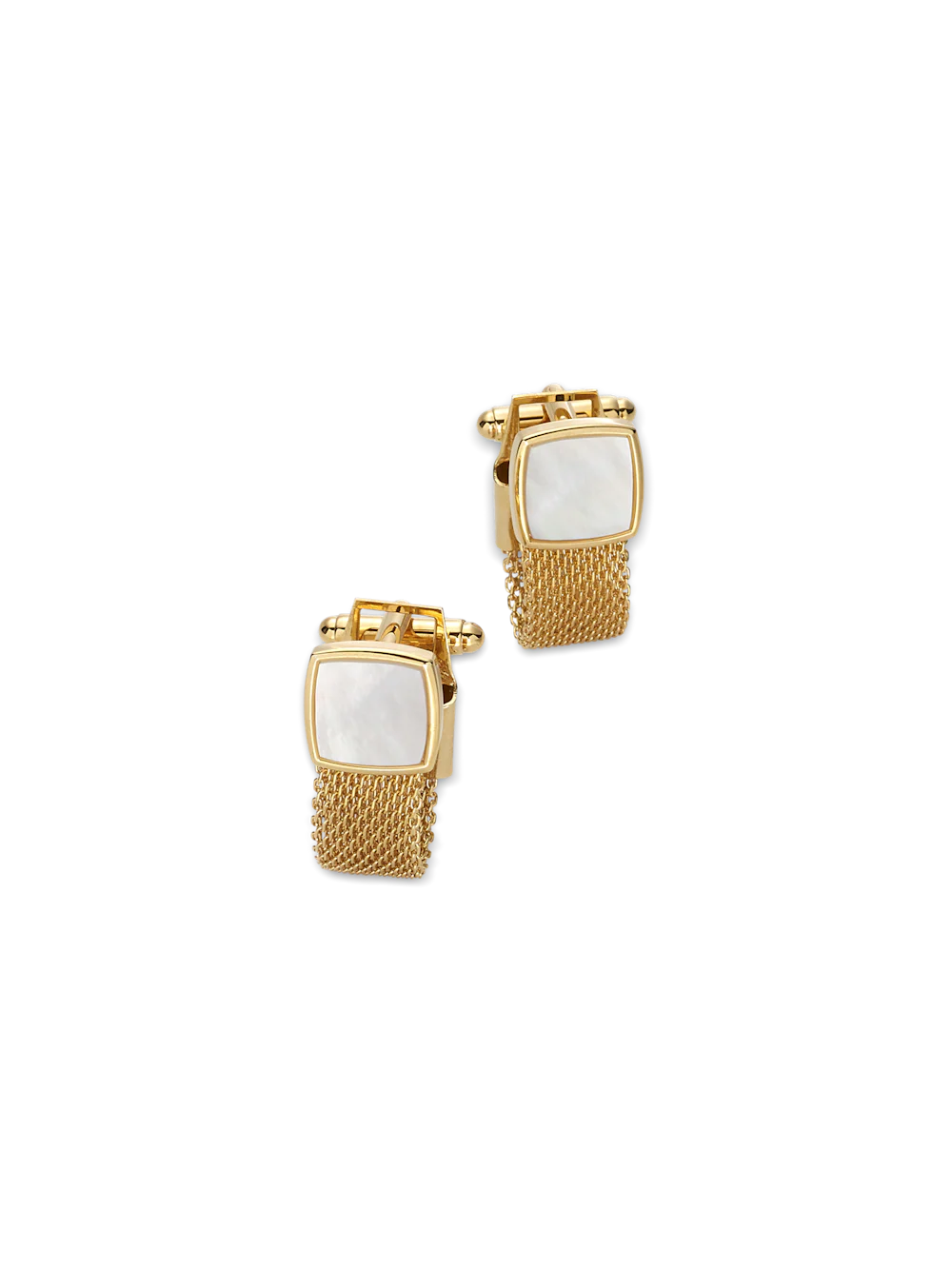 Mother of Pearl Mesh Wrap Cufflinks - Gold