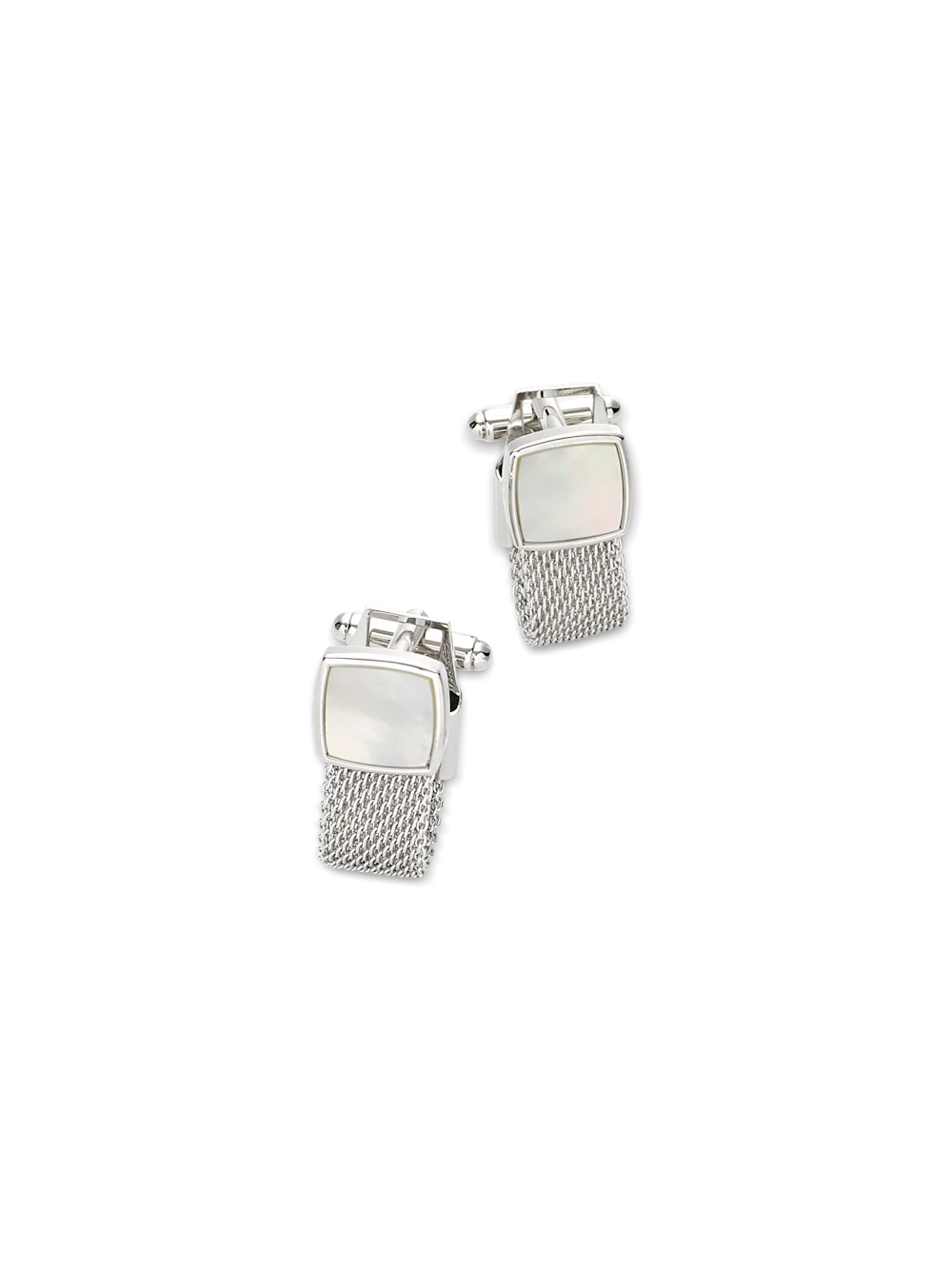 Mother of Pearl Mesh Wrap Cufflinks - Silver