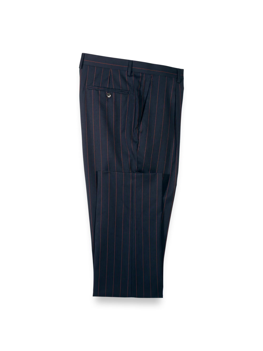 Navy/Brown Wool Stripe Single Pleat Suit Pants - Navy/brown