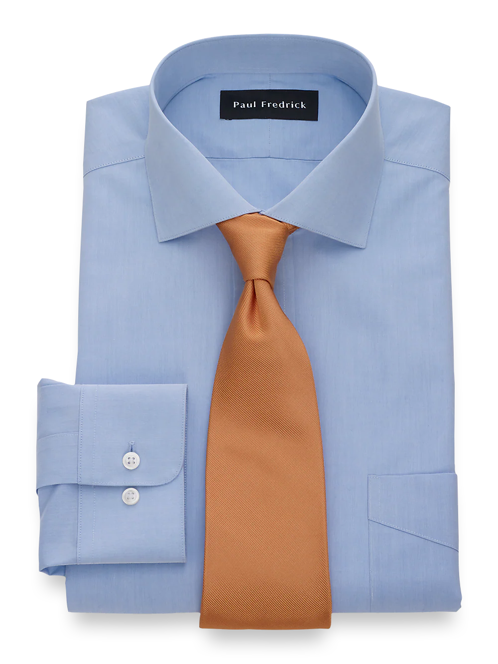 Non-Iron Cotton Broadcloth Solid Color Cutaway Spread Collar Dress Shirt - Blue
