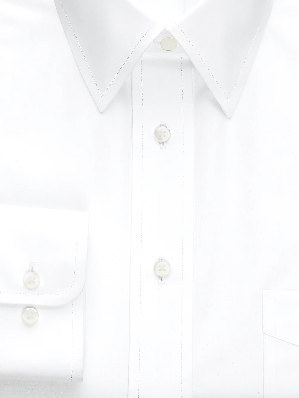 Non-Iron Cotton Broadcloth Solid Color Straight Collar Dress Shirt - Blue - Image 2