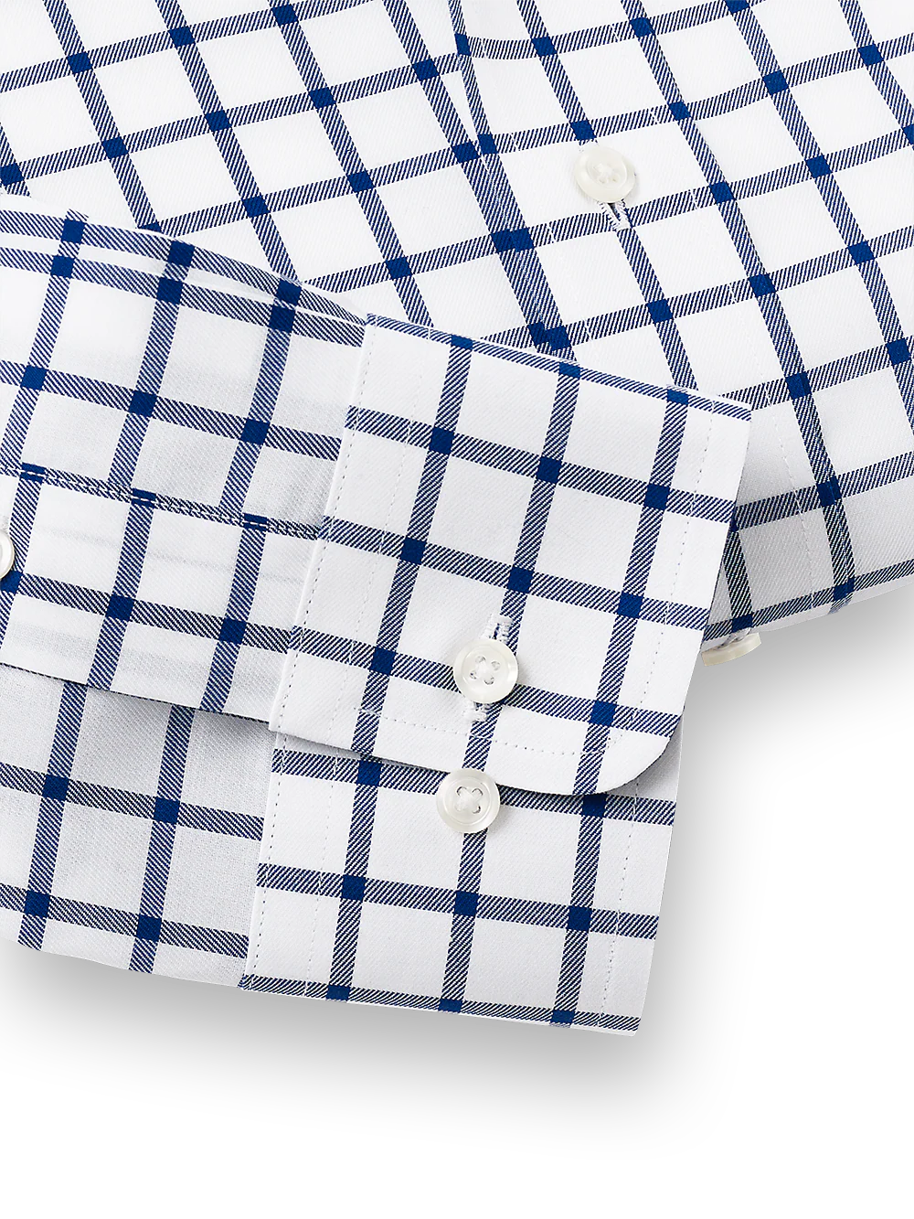 Non-Iron Cotton Check Dress Shirt With Contrast Trim - Navy - Image 4