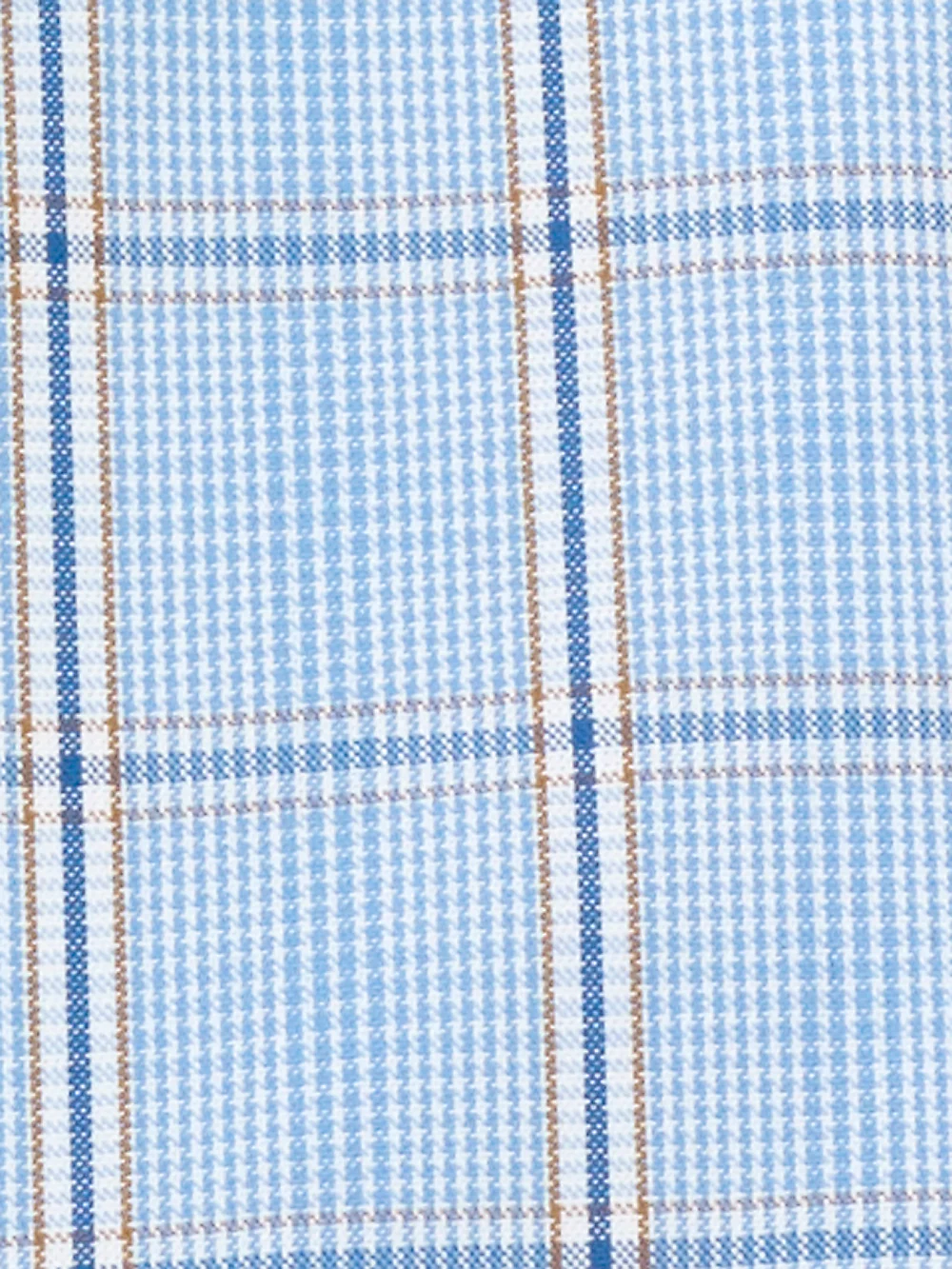 Non-Iron Cotton Pinpoint Glen Plaid Dress Shirt With Contrast Trim - Blue/tan - Image 5