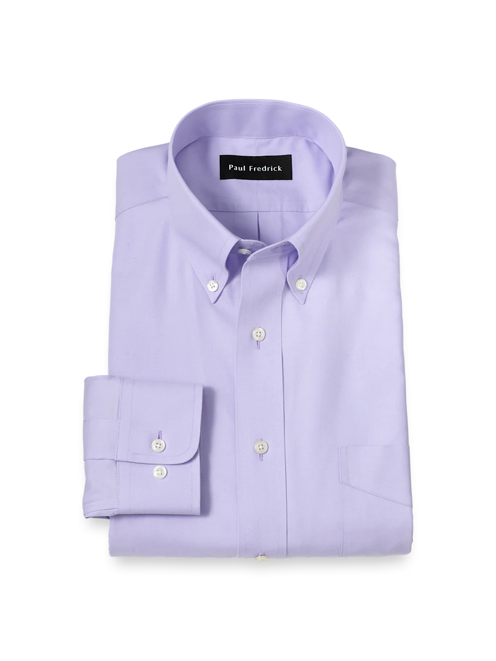 Non-Iron Cotton Pinpoint Solid Button Down Collar Dress Shirt - Lavender