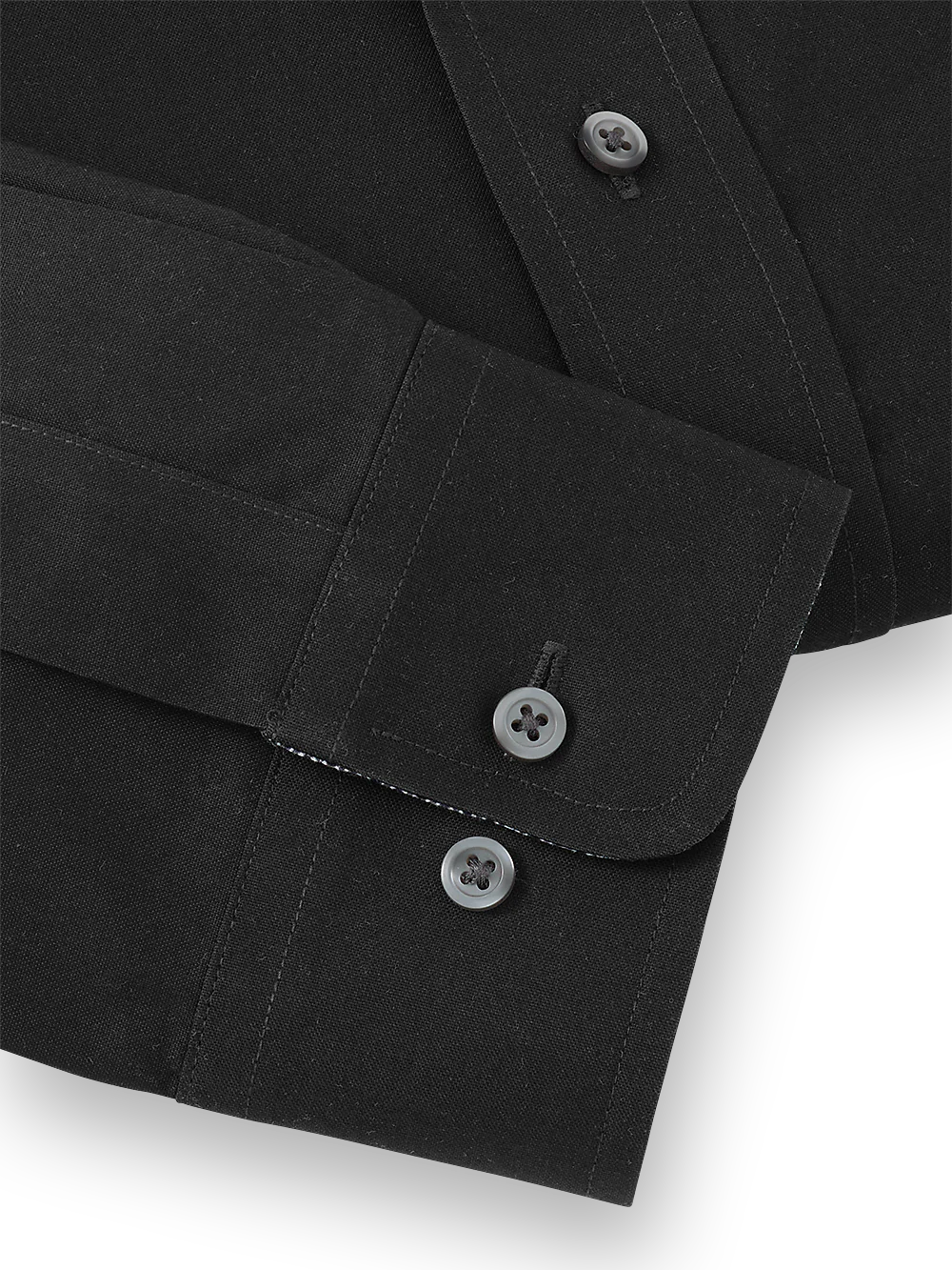 Non-Iron Cotton Solid Dress Shirt With Contrast Trim - Black - Image 4