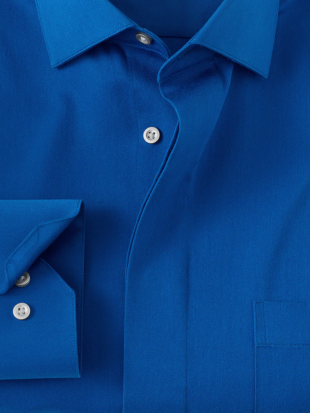 Non-Iron Cotton Solid Dress Shirt With Contrast Trim - Cobalt - Image 3