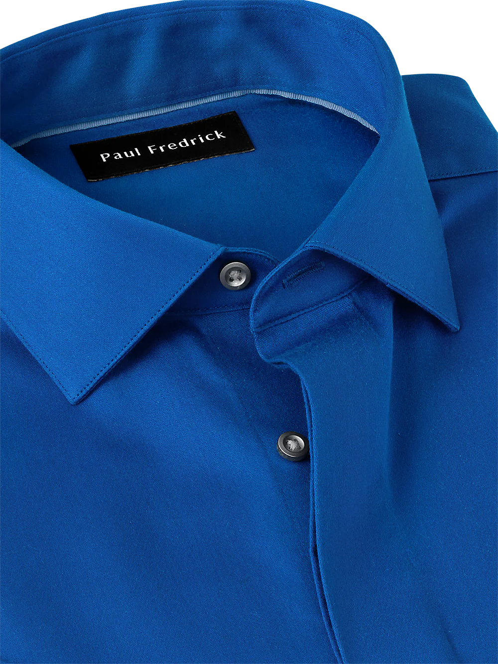 Non-Iron Cotton Solid Dress Shirt With Contrast Trim - Cobalt - Image 4