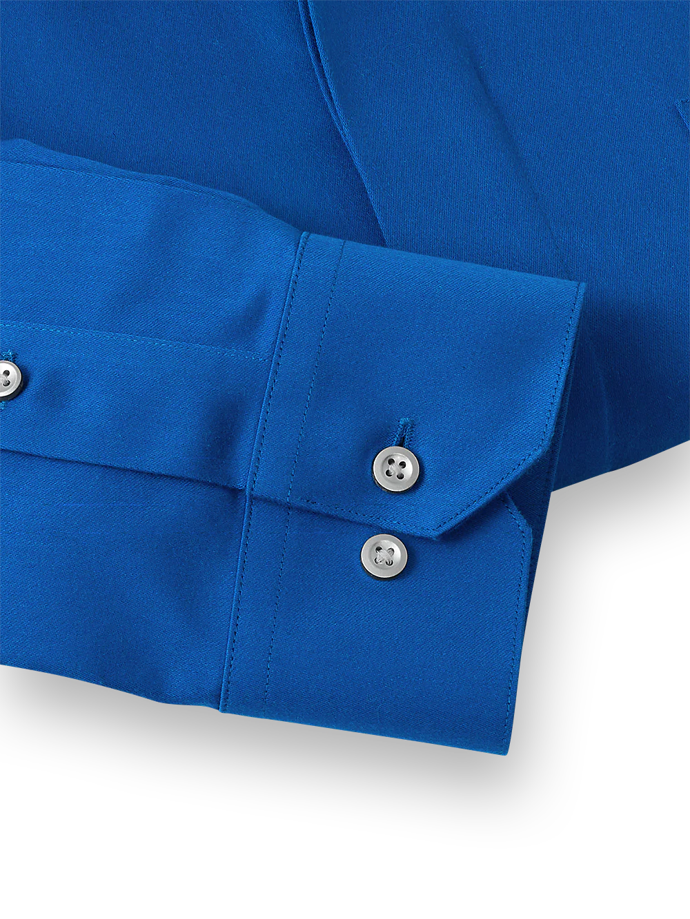 Non-Iron Cotton Solid Dress Shirt With Contrast Trim - Cobalt - Image 5