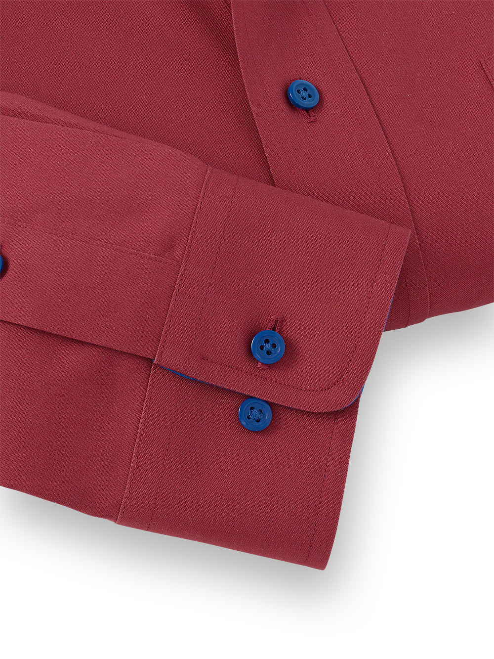 Non-Iron Cotton Solid Dress Shirt With Contrast Trim - Brick - Image 4