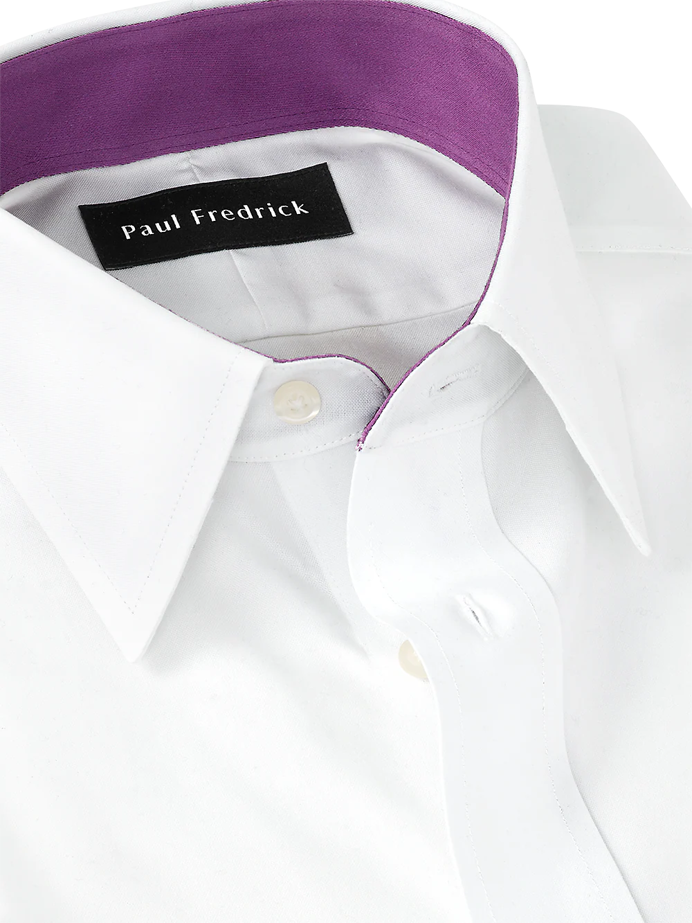 Non-Iron Cotton Solid Dress Shirt With Contrast Trim - White - Image 3