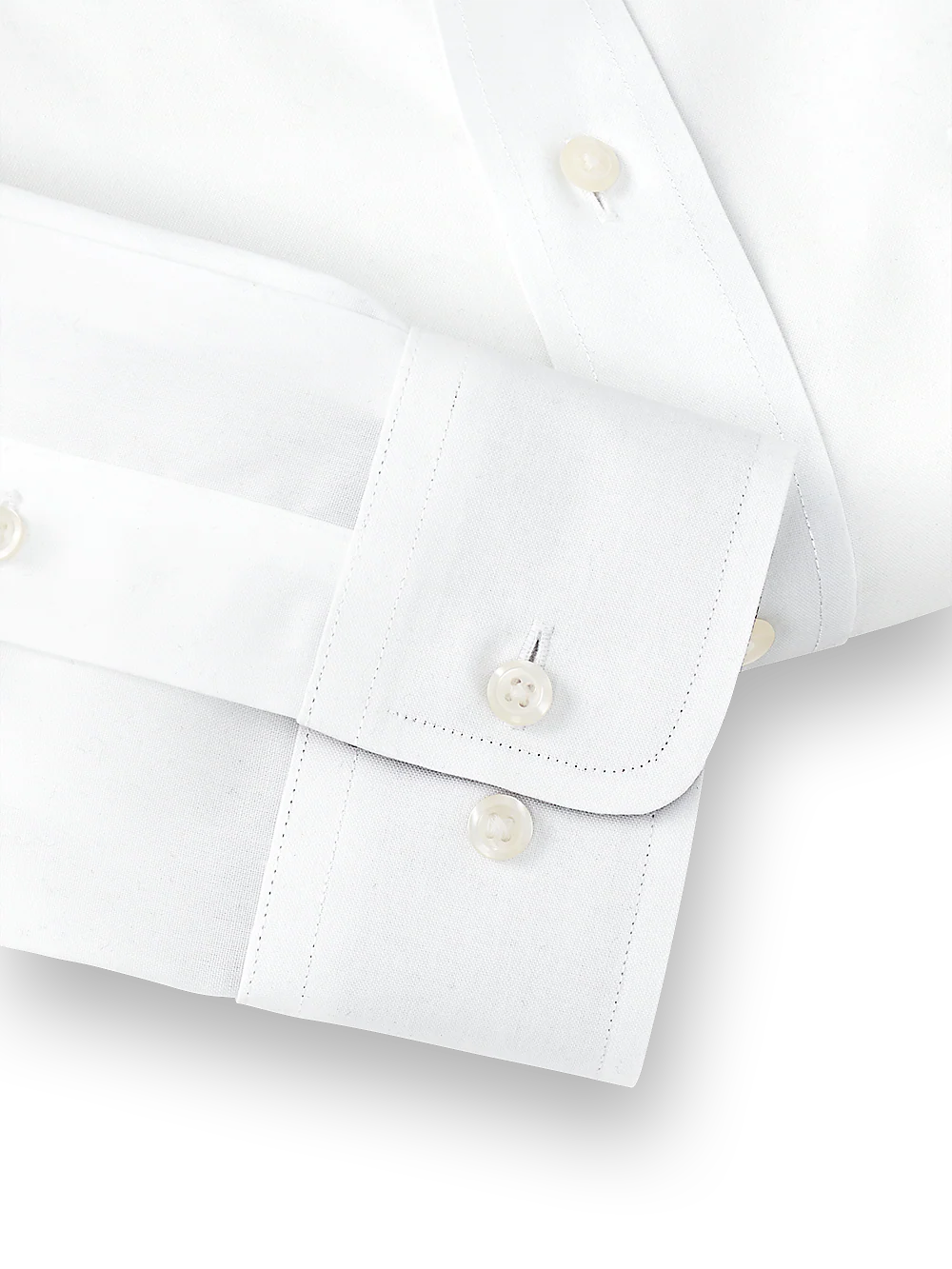 Non-Iron Cotton Solid Dress Shirt With Contrast Trim - White - Image 4