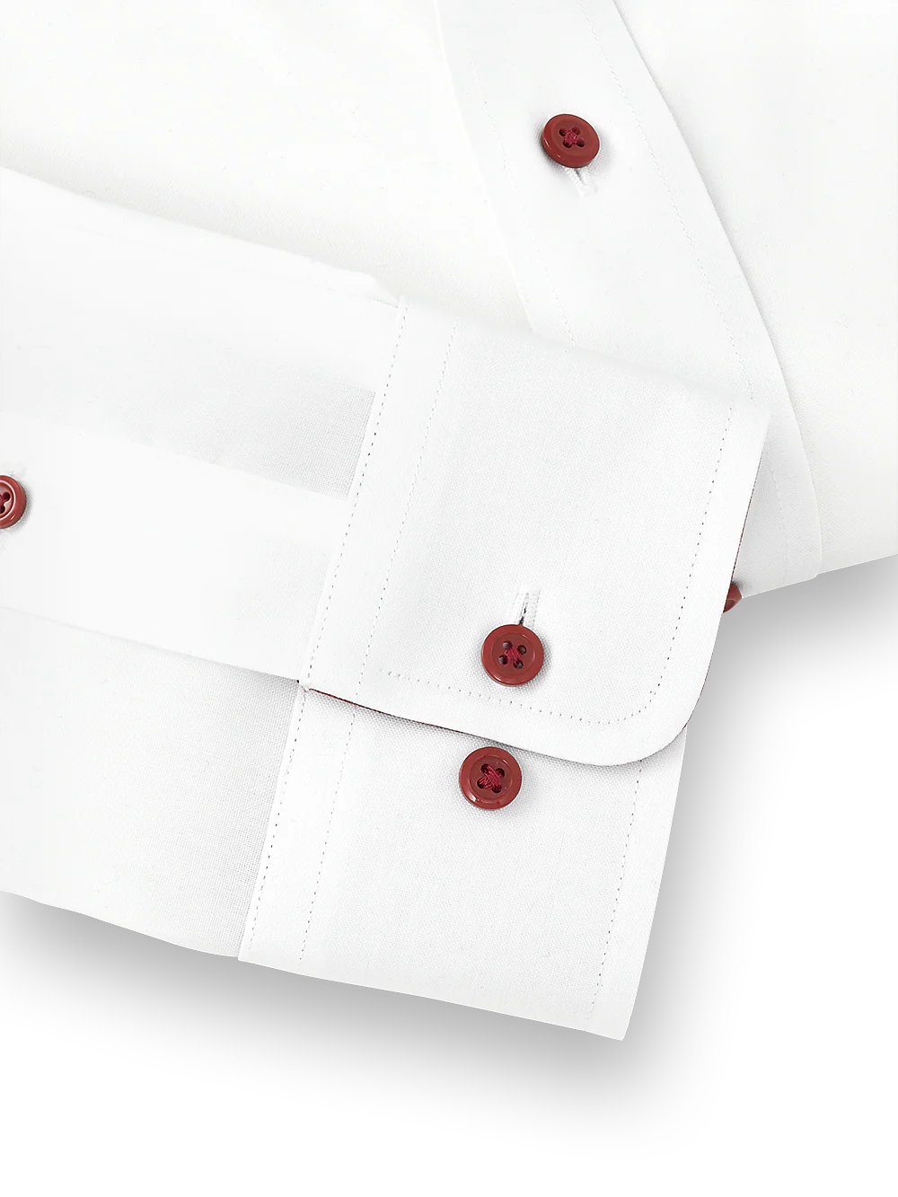Non-Iron Cotton Solid Dress Shirt With Contrast Trim - White - Image 4