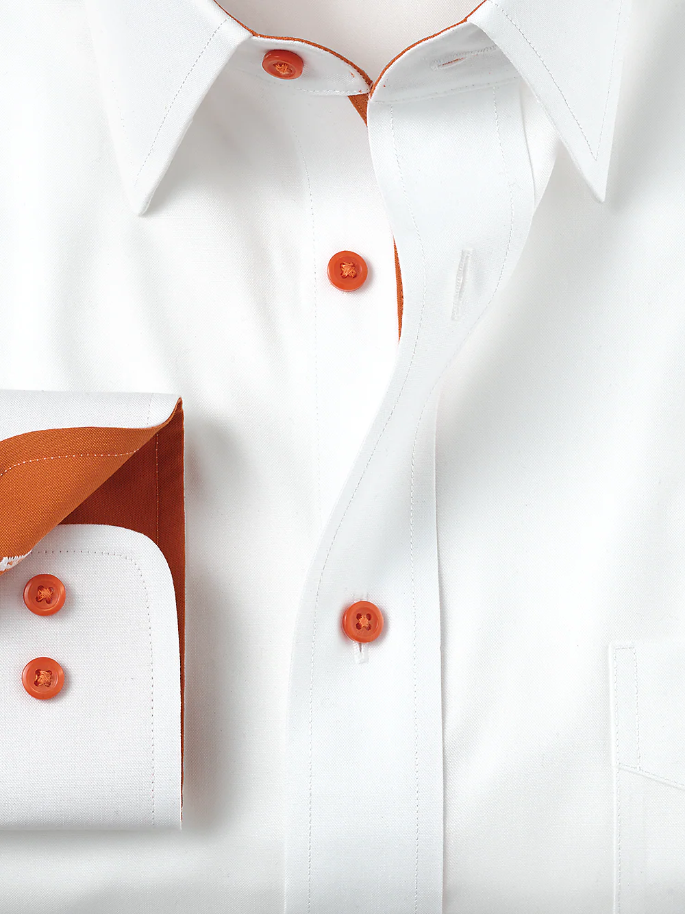Non-Iron Cotton Solid Dress Shirt With Contrast Trim - White - Image 2