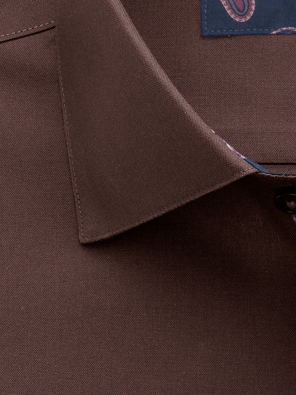 Non-Iron Cotton Solid Dress Shirt With Contrast Trim - Chocolate - Image 2