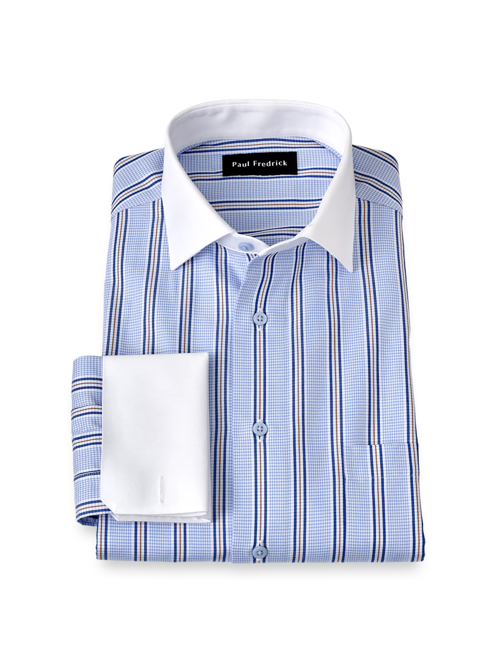 Non-Iron Cotton Stripe Dress Shirt - Blue