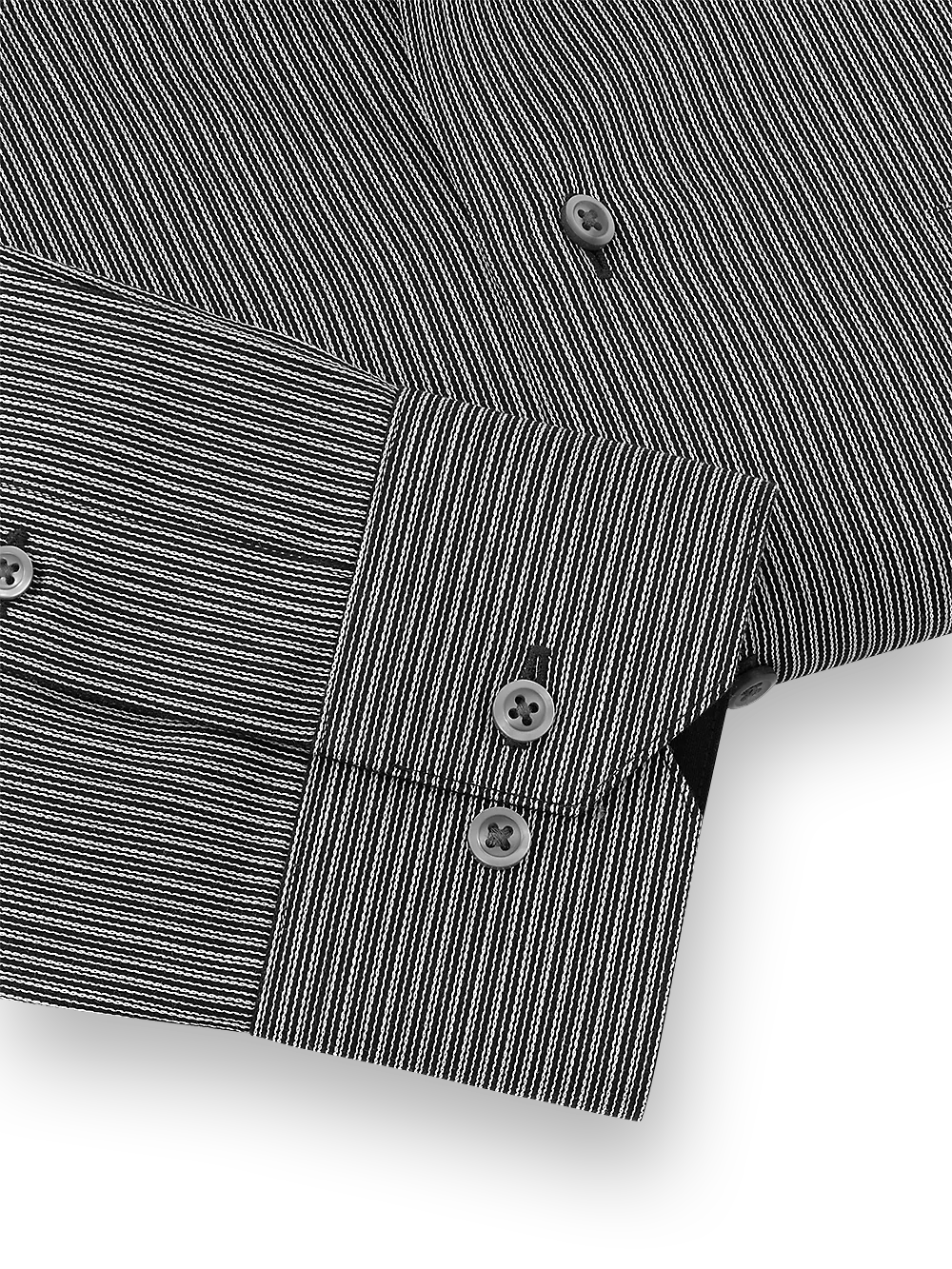 Non-Iron Cotton Stripe Dress Shirt With Contrast Trim - Black - Image 4