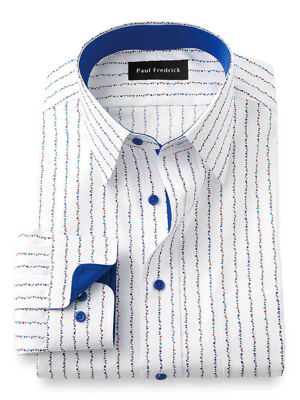 Non-Iron Cotton Stripe Dress Shirt With Contrast Trim - Multi