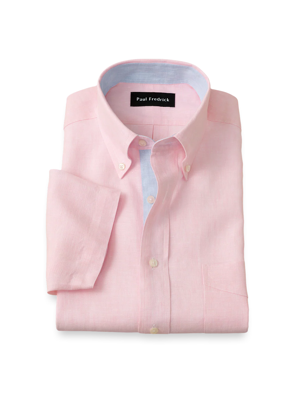 Non-Iron Linen Solid Dress Shirt With Contrast Trim - Pink