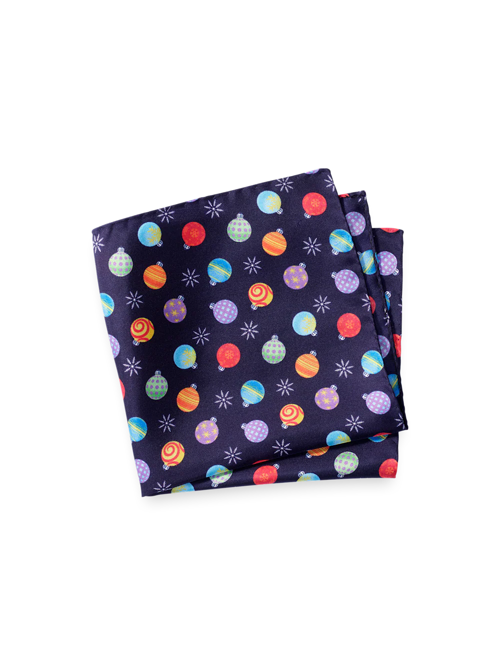 Ornament Motif Silk Pocket Square - Navy Multi