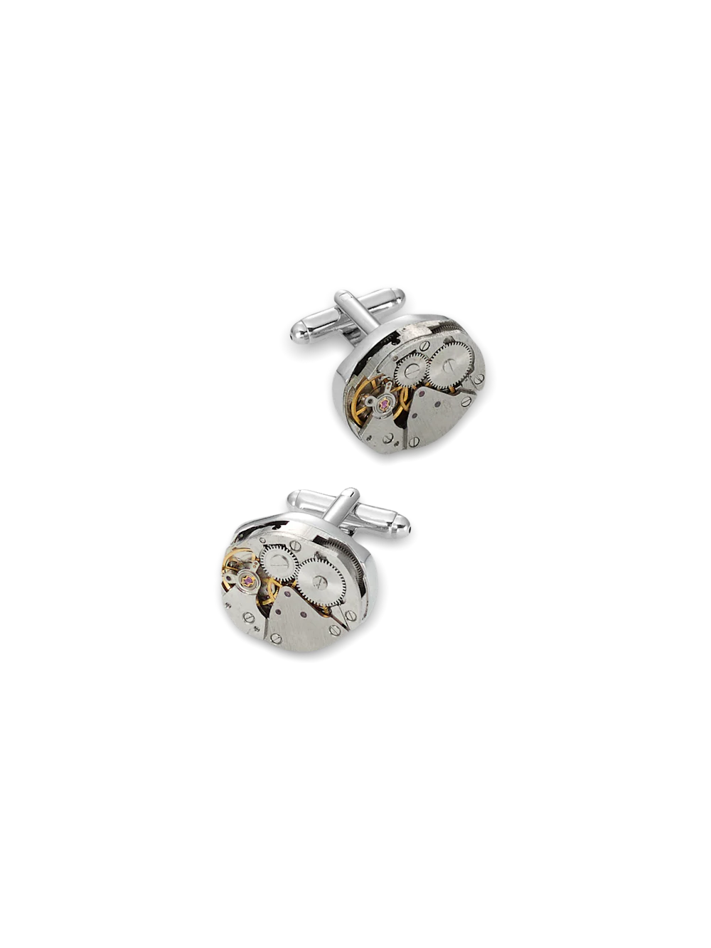 Oval Watch Movement Cufflinks - Silver/gold