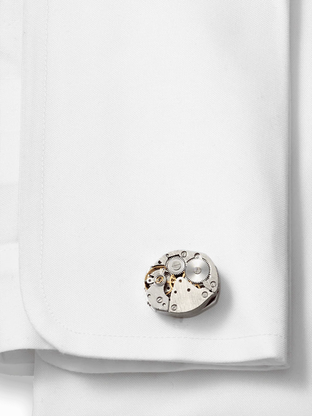 Oval Watch Movement Cufflinks - Silver/gold - Image 2
