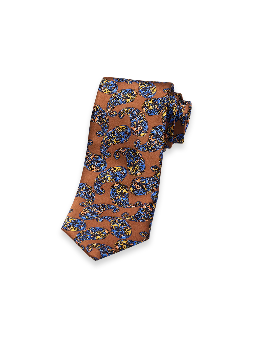 Paisley Italian Printed Silk Tie - Brown Multi