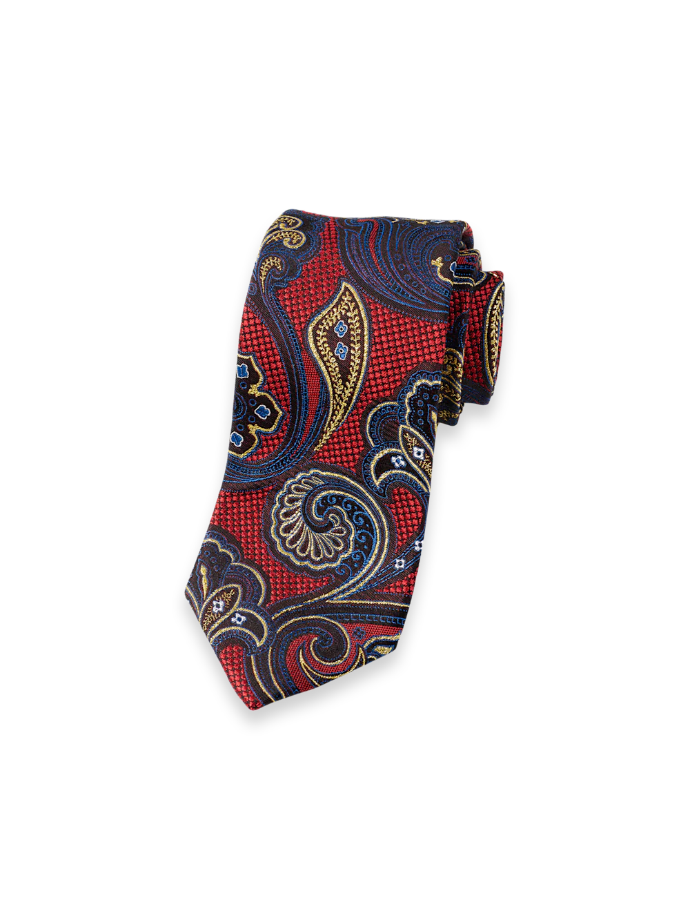 Paisley Lurex Woven Silk Tie - Red