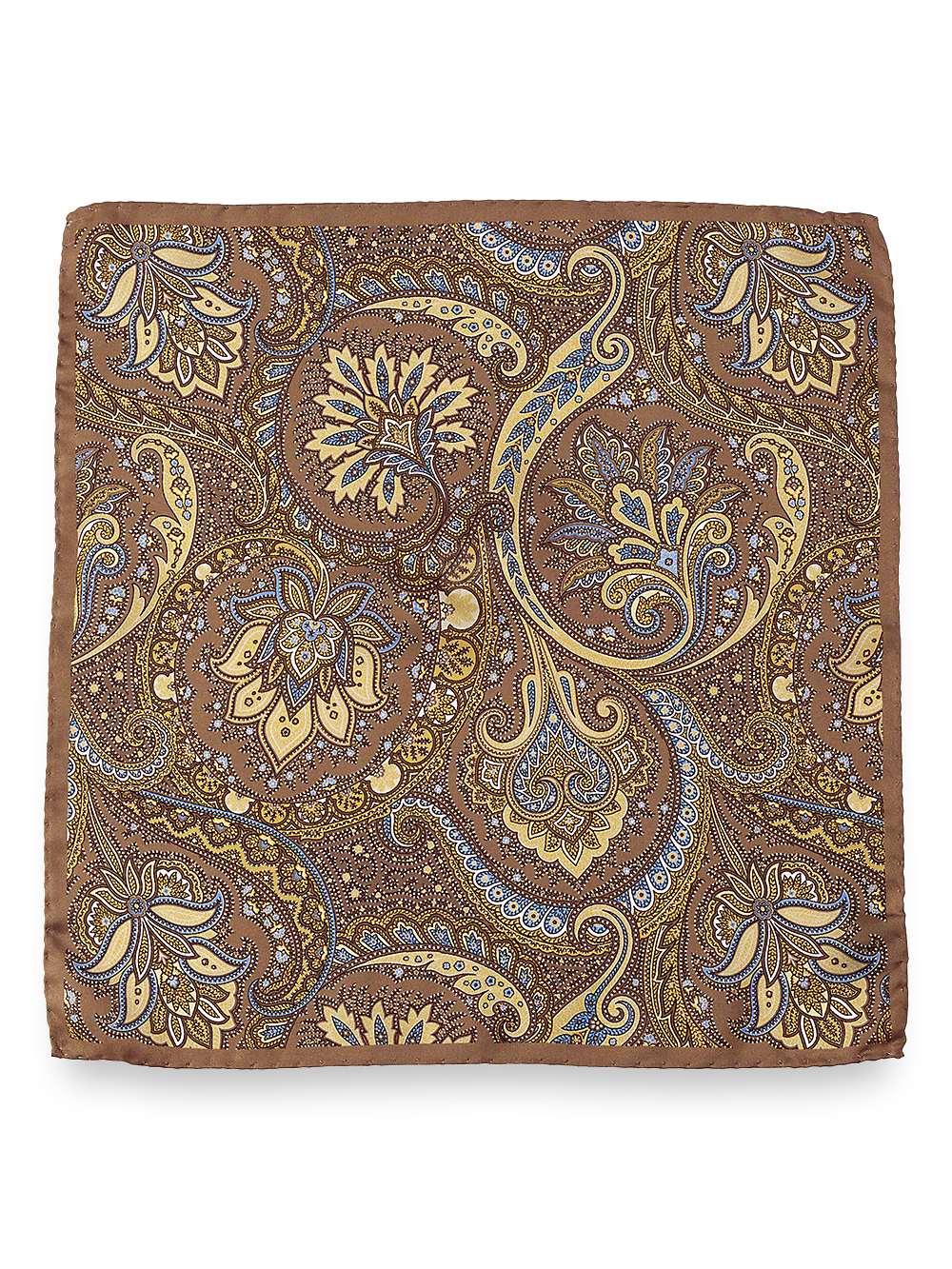 Paisley Silk Pocket Square - Tan - Image 2