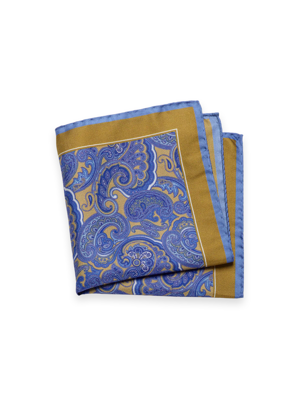 Paisley Silk Pocket Square - Gold/blue