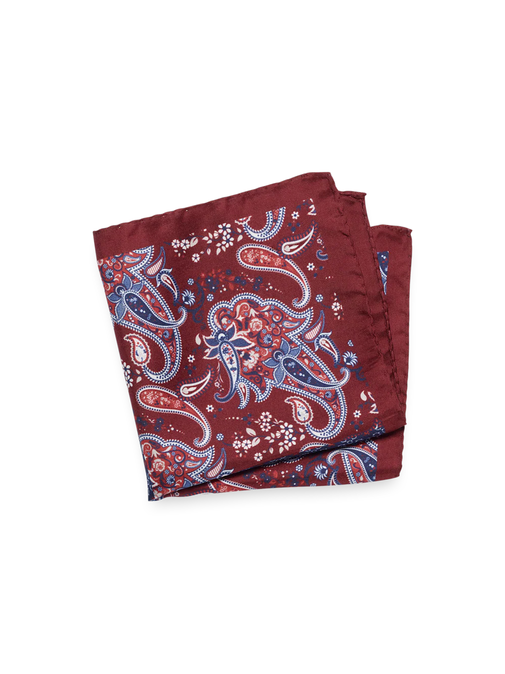 Paisley Silk Pocket Square - Red/blue